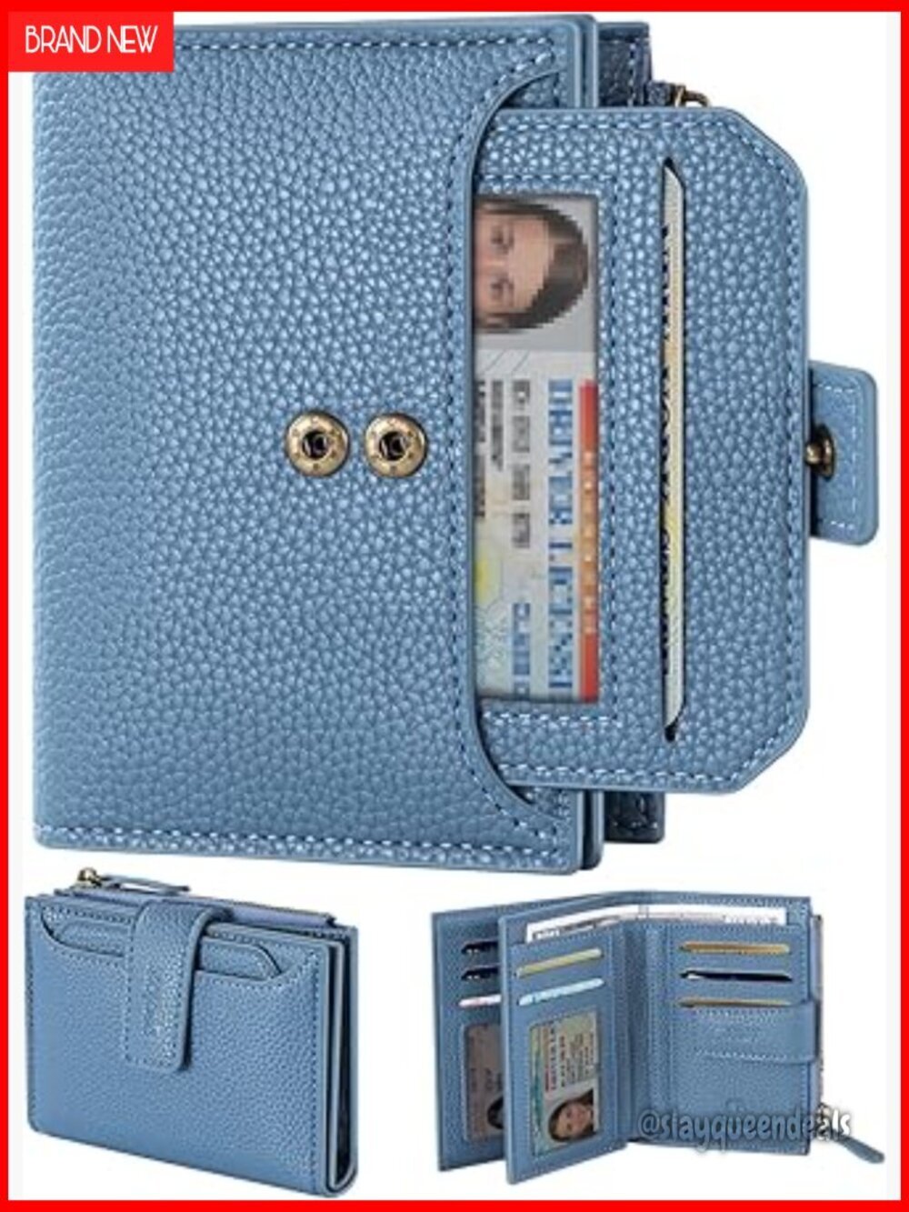 Small RFID Blocking Leather Bifold Wallet with Zipper Coin Pocket